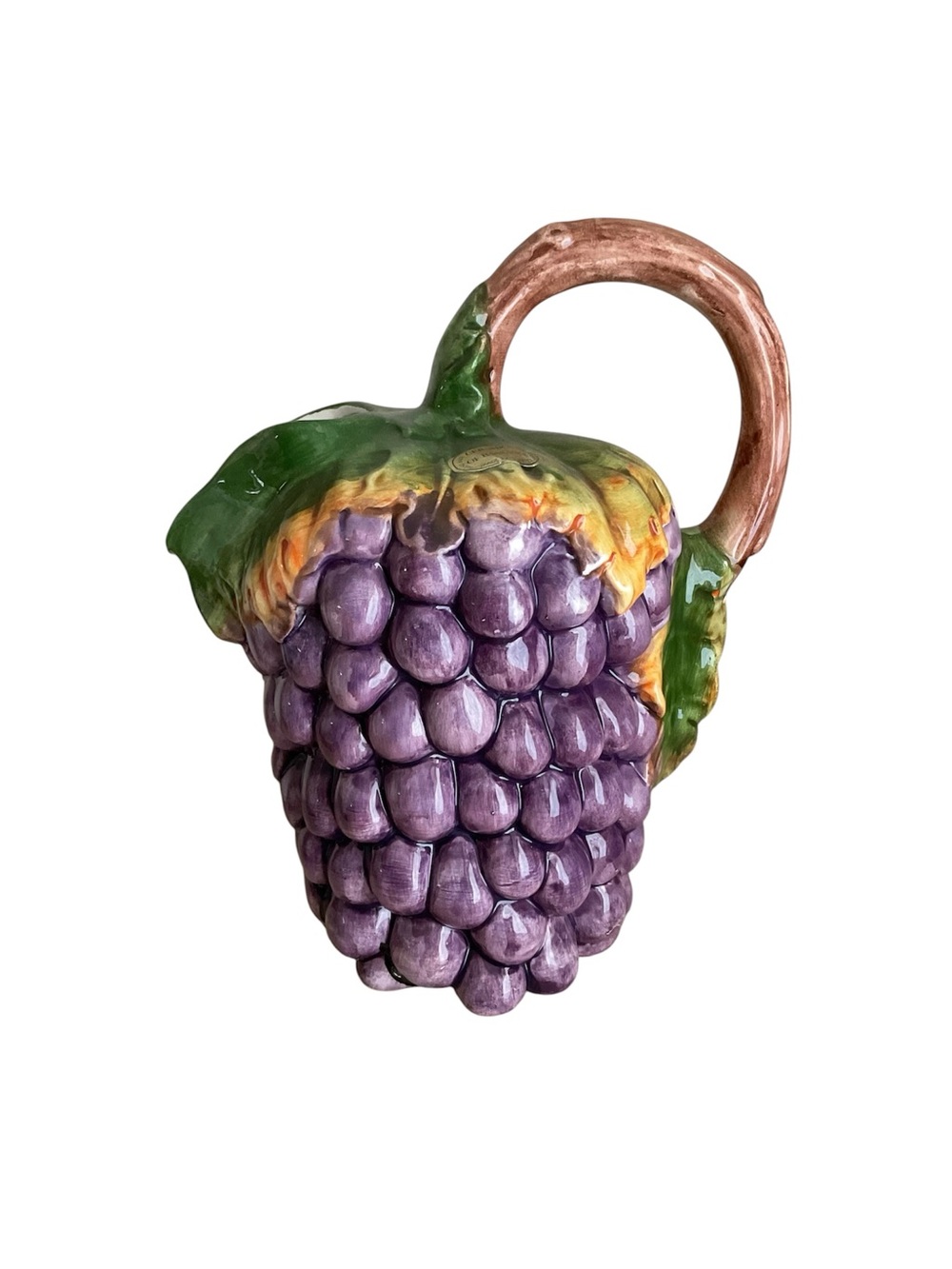 Vintage Bassano Grape ceramic Pitcher hand painted made in Italy